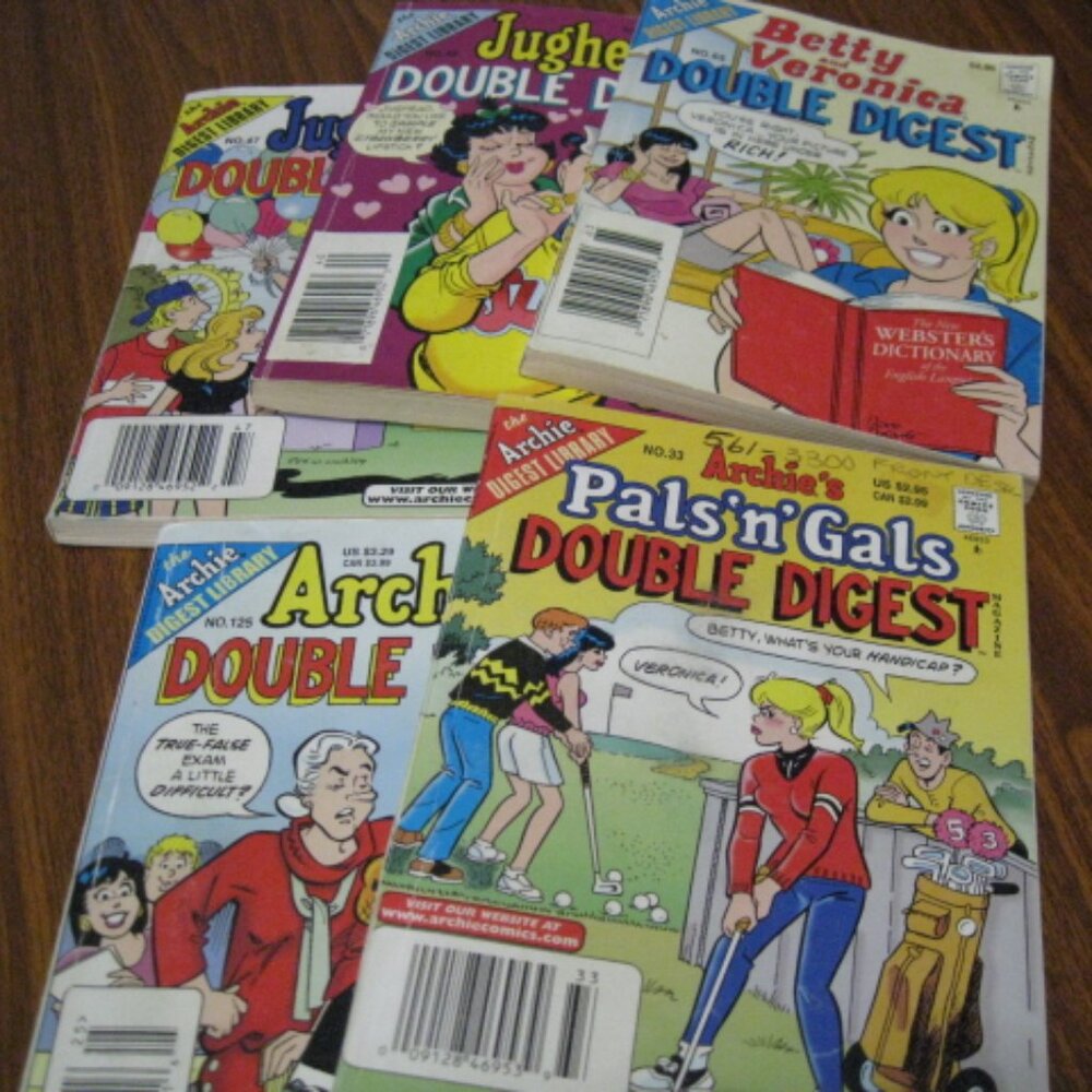 Lot of 5 Vintage Archie Double Digest Betty & Veronica Jughead Comics